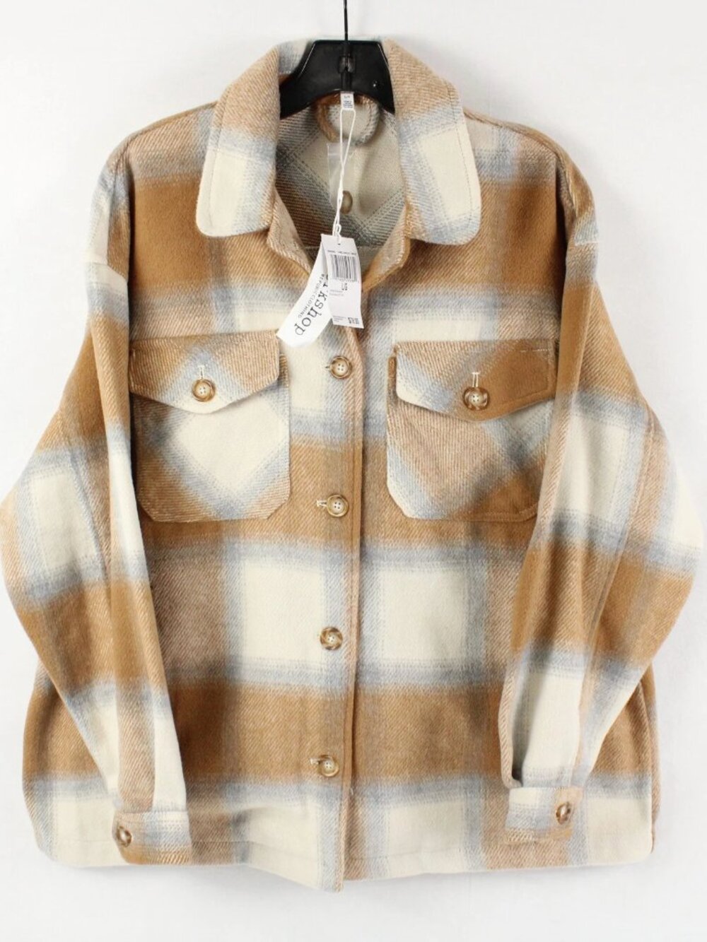 Workshop Shirt Chore Shacket Camel Biscuit Check Casual Warm Fall Spring Work